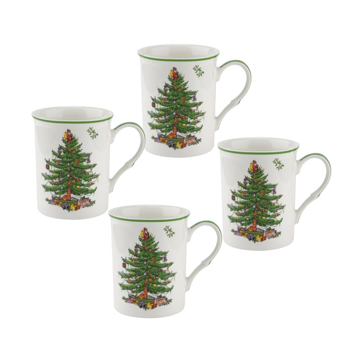 Christmas Tree krus 34 cl 4-pak, White-green-red Spode