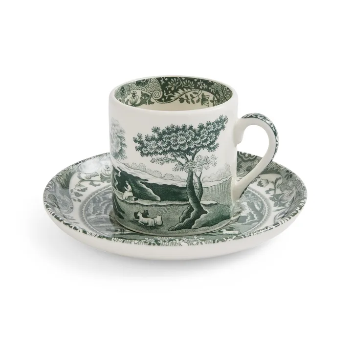 Heritage Green Italian kop med underkop - Grøn, espresso, 9 cl - Spode