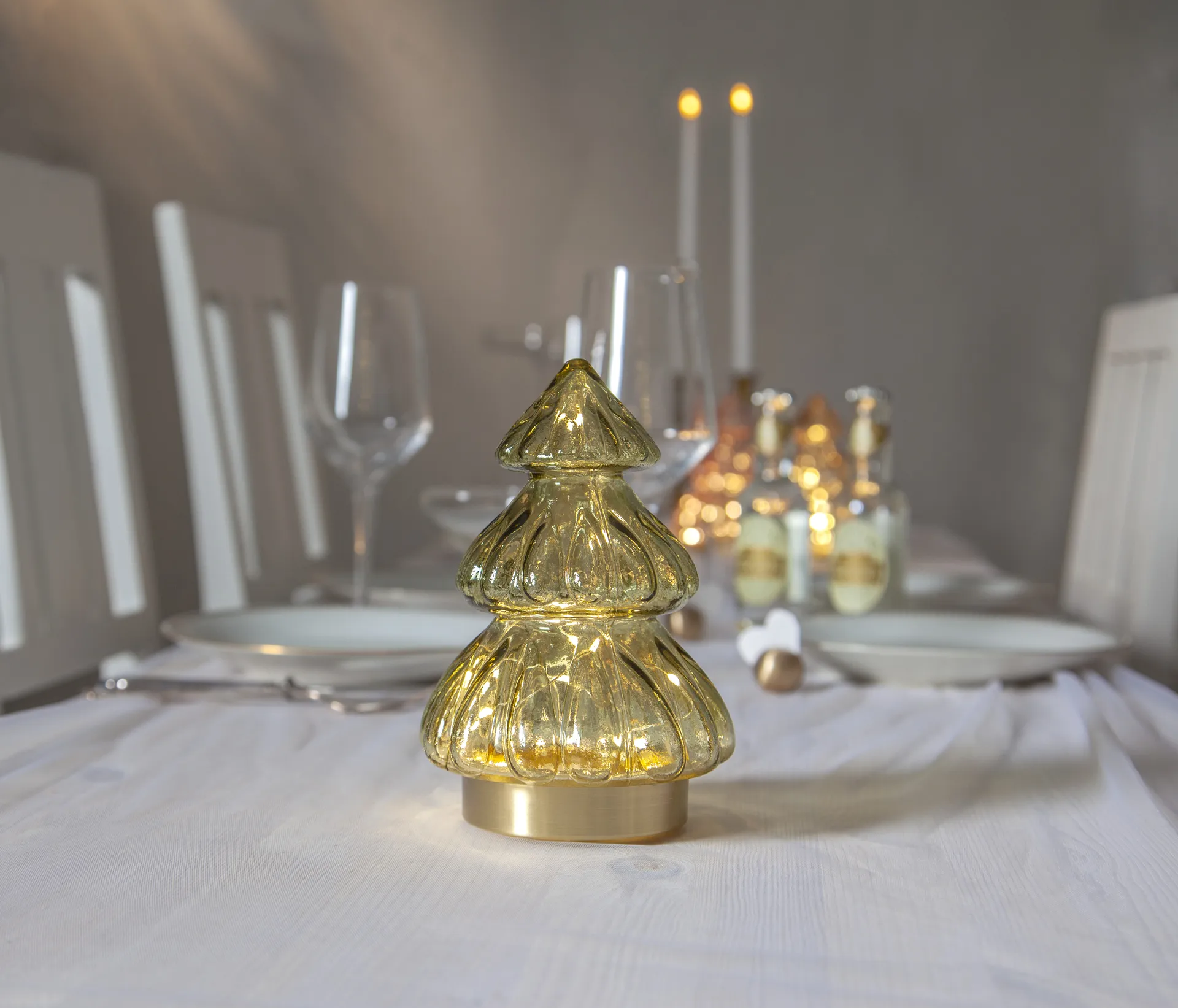 Abete borddekoration julebelysning 18 cm, Grøn Star Trading