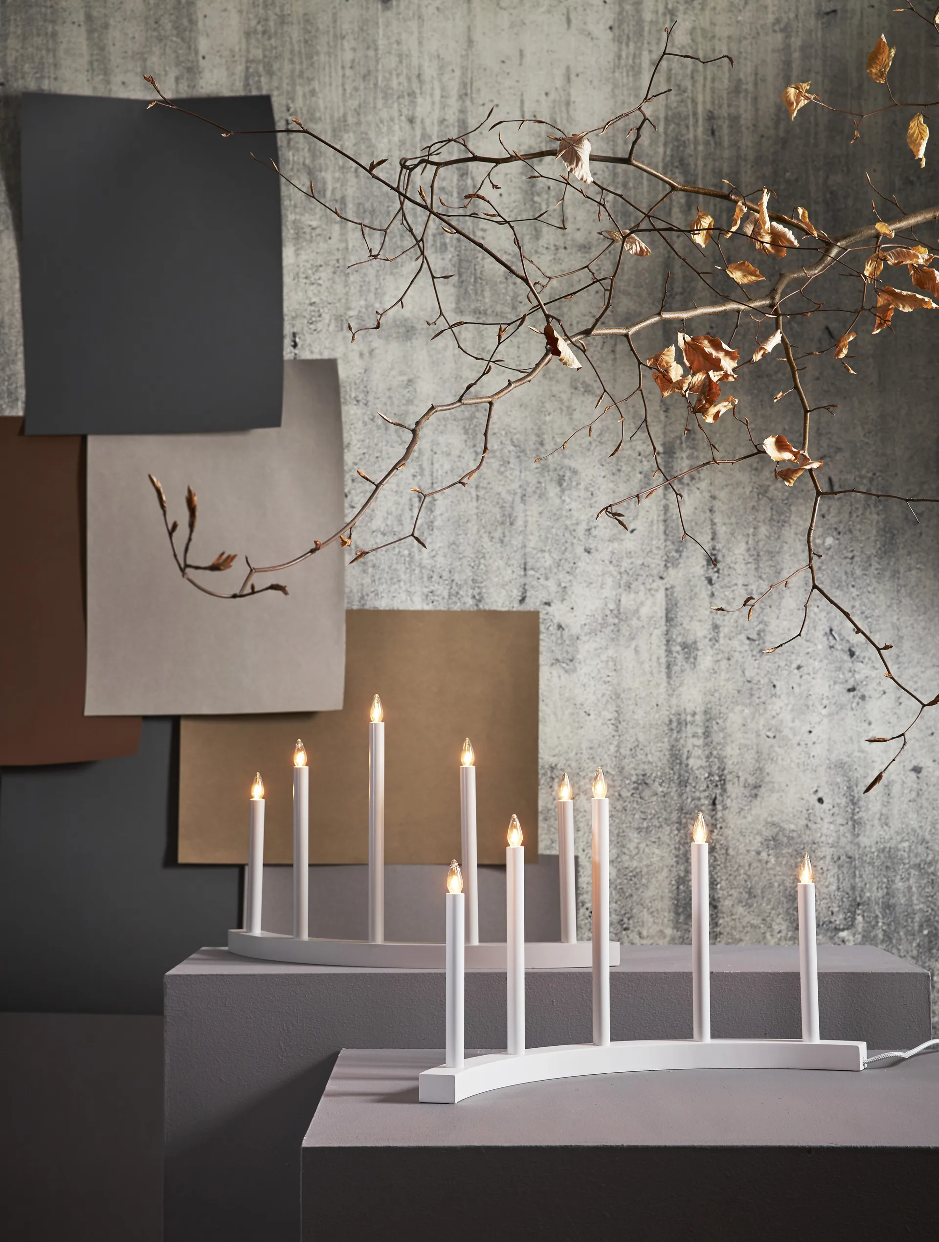 Accent adventslysestage, Hvid Star Trading