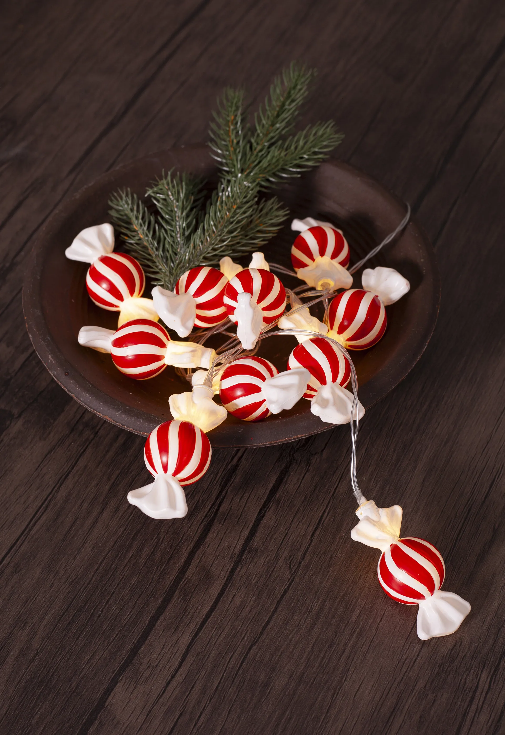 Bonbon lyskæde 135 cm, Rød-hvid Star Trading