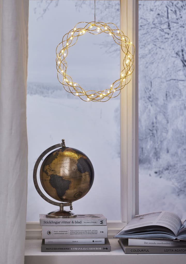 Curly krans med LED-lys 30 cm, Messing Star Trading