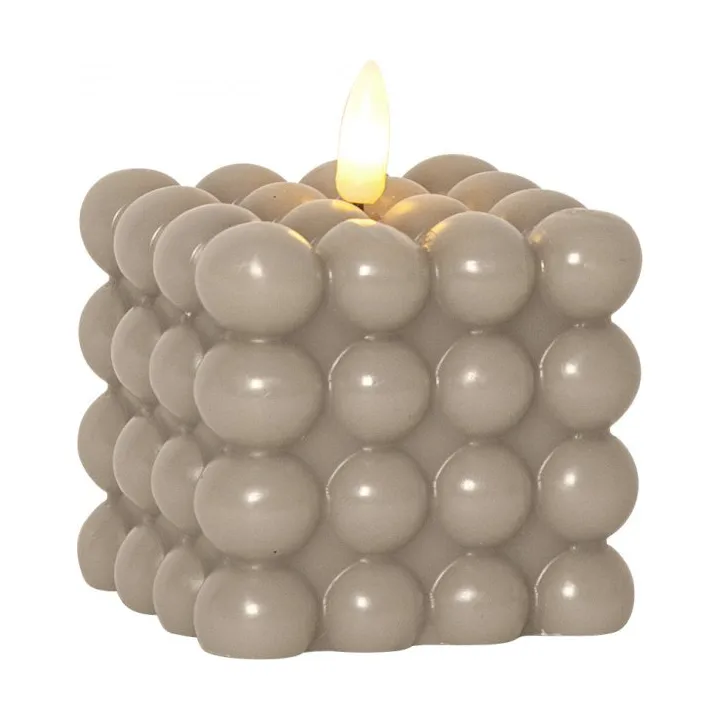 Flamme Dot bloklys Ø7,5x9,5 cm - Beige - Star Trading