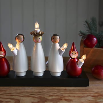 Lucia-kor Adventlysestage - hvid-rød - Star Trading