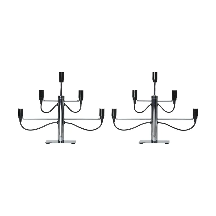 Milano 5 lysestage 46 cm 2-pak - Krom - Star Trading
