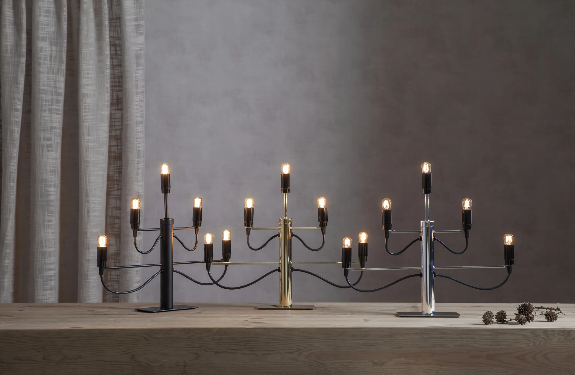 Milano 5 lysestage 46 cm 2-pak - Krom Star Trading