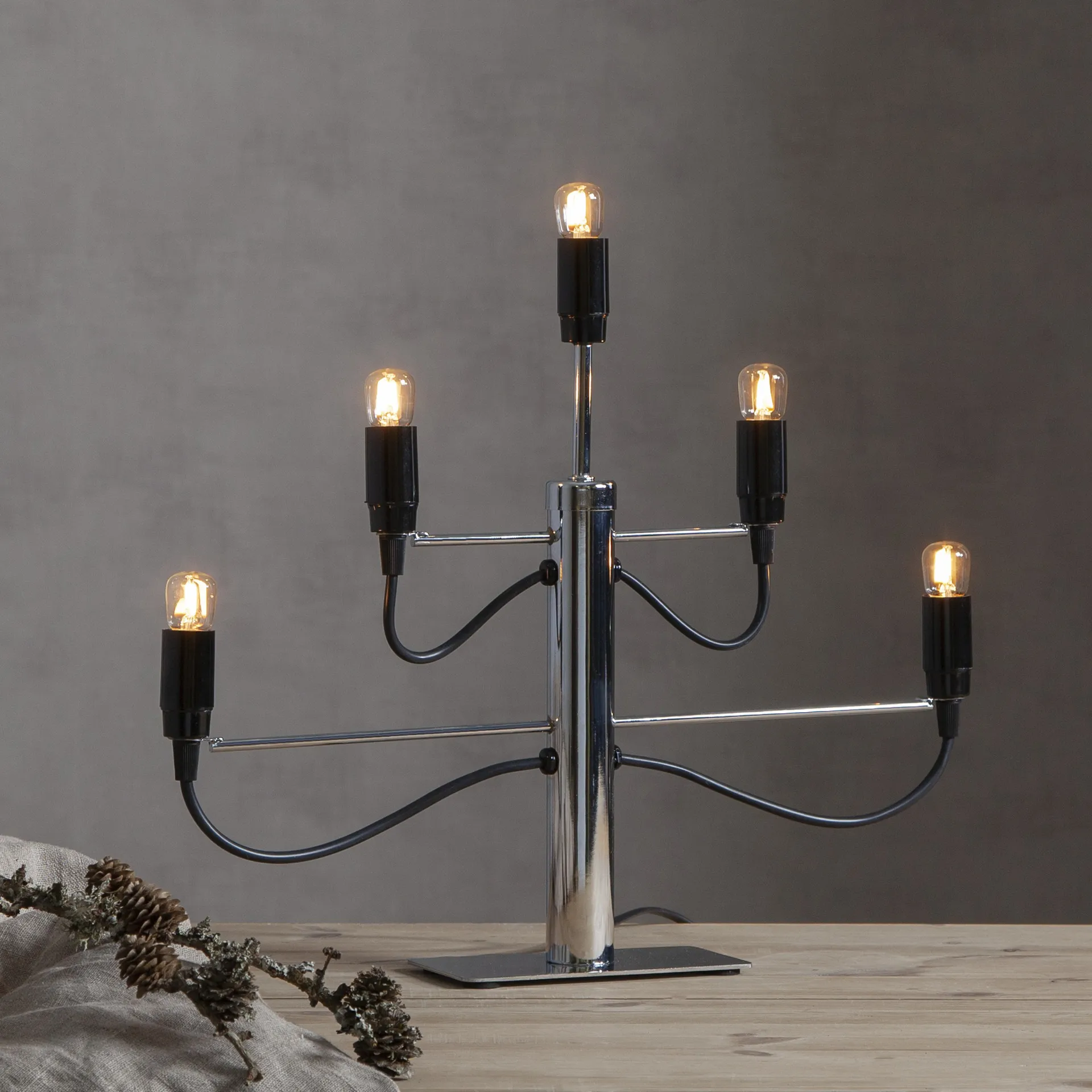 Milano 5 lysestage 46 cm, Krom Star Trading