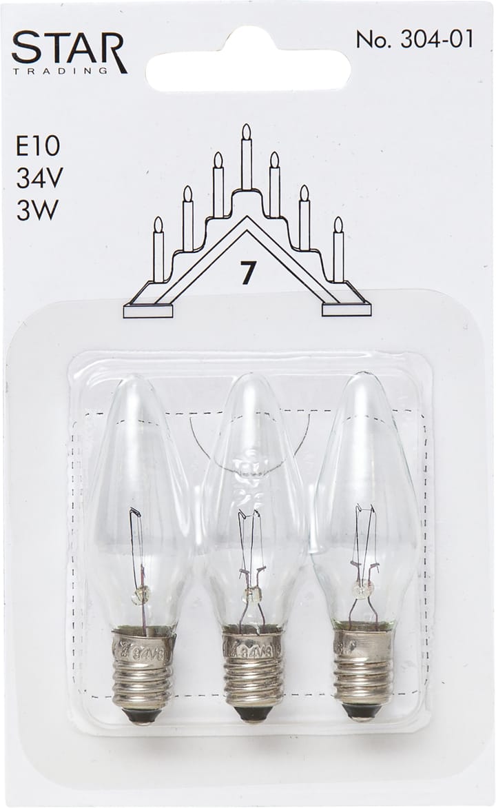 Star Trading reservepære E10 3-pack, 304-01 (7-armet) Star Trading