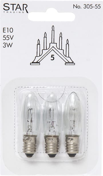 Star Trading reservepære E10 3-pack - 305-55 (5-armet) - Star Trading