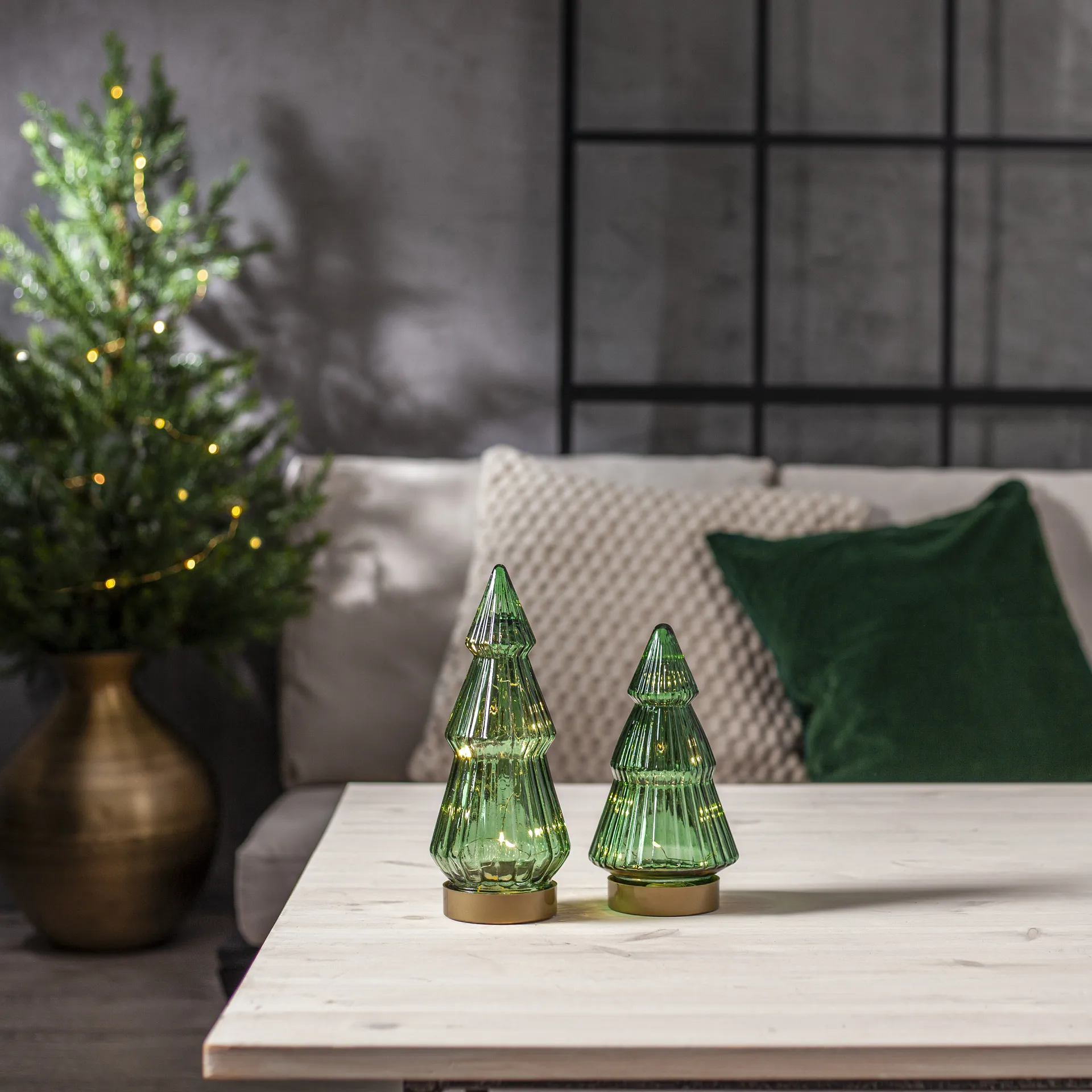 Verde glasdekoration LED 24 cm, Grøn Star Trading