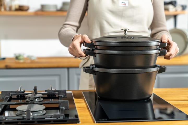 Staub gryde- & kasserollesæt stabelbare 5 dele, Sort STAUB
