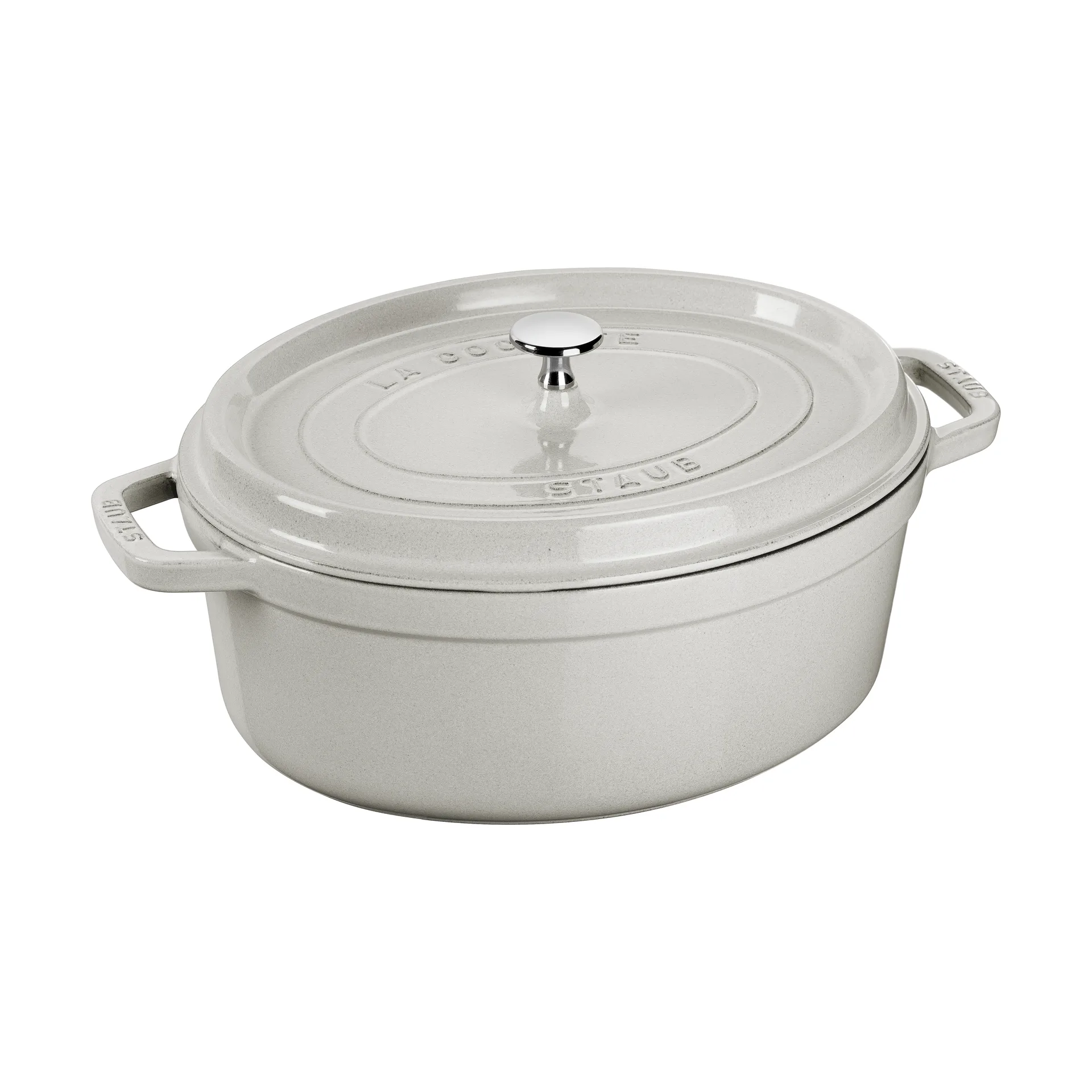 Staub La Cocotte oval gryde støbejern 6,7 L, White truffle STAUB