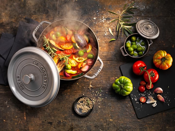 Staub La Cocotte rund gryde støbejern 12,6 L, Grafitgrå STAUB