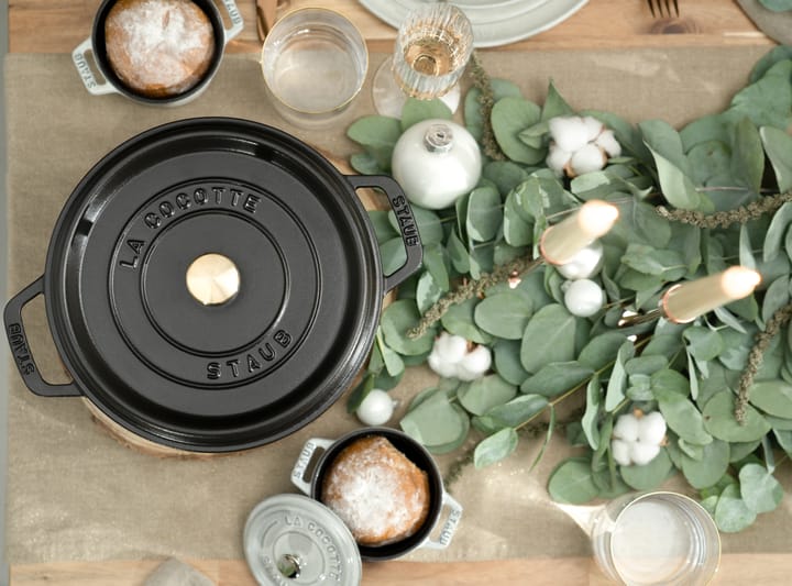 Staub La Cocotte rund gryde støbejern 2,2 L, Sort STAUB