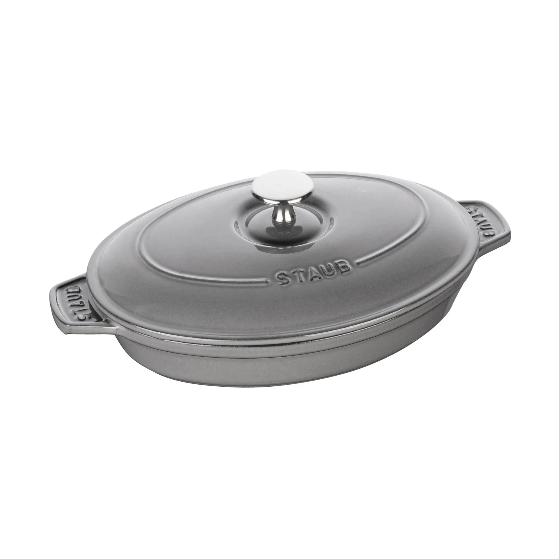 Staub ovnfast form støbejern med låg oval 23 cm, Grafitgrå STAUB