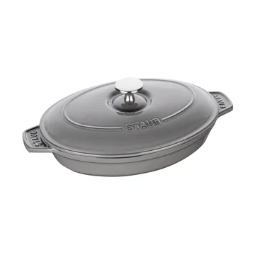 Staub ovnfast form støbejern med låg oval 23 cm - Grafitgrå - STAUB