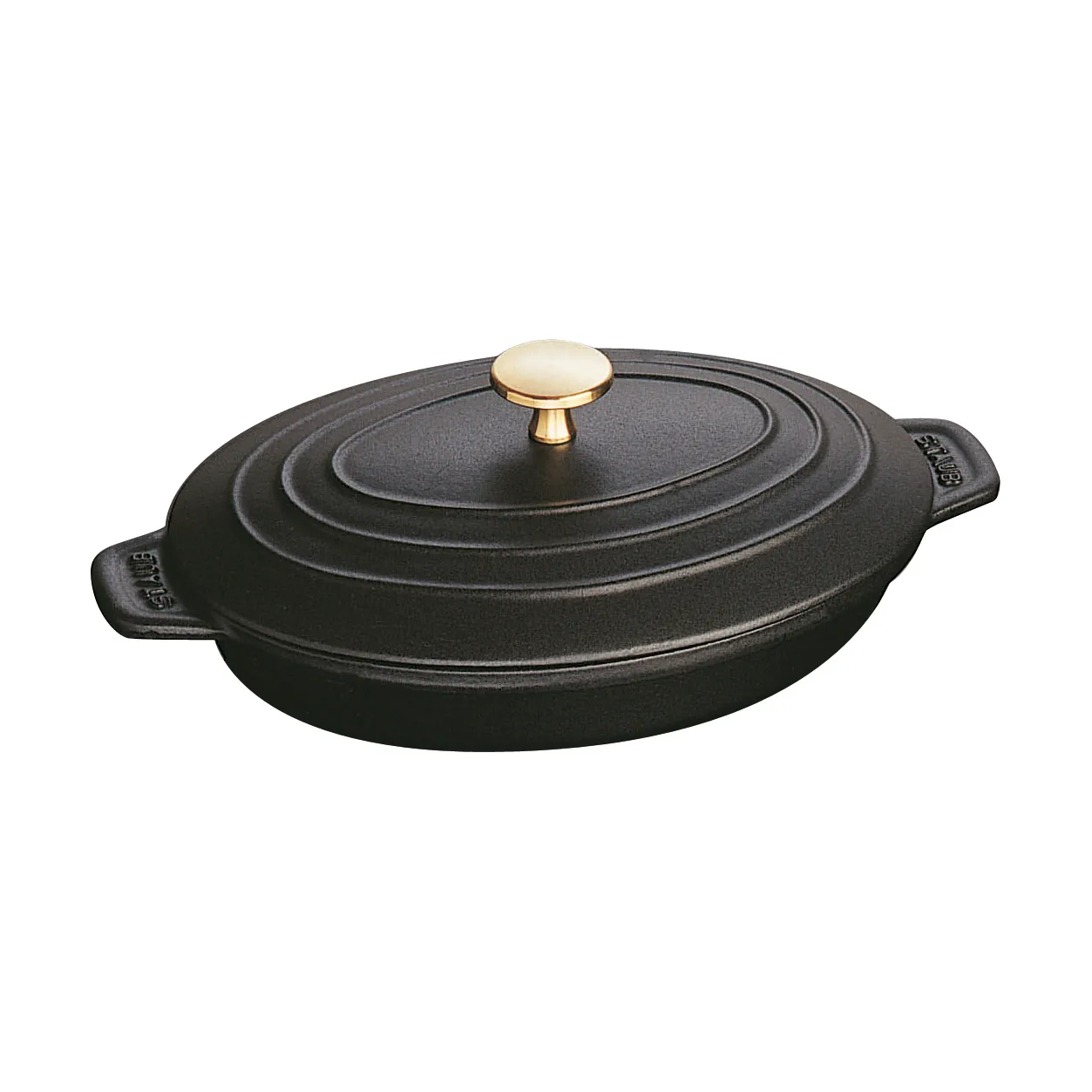 Staub ovnfast form støbejern med låg oval 23 cm, Sort STAUB