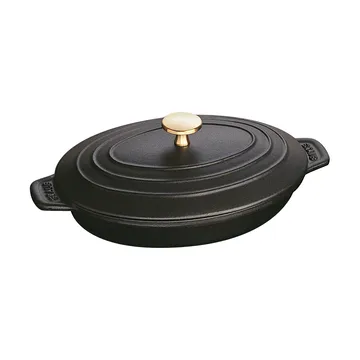 Staub ovnfast form støbejern med låg oval 23 cm - Sort - STAUB