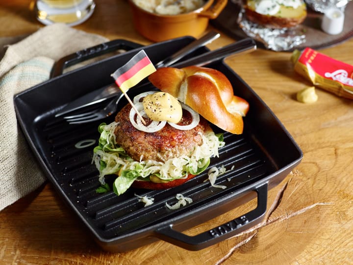 Staub Pure grillpande støbejern kvadratisk sort, 23 cm STAUB