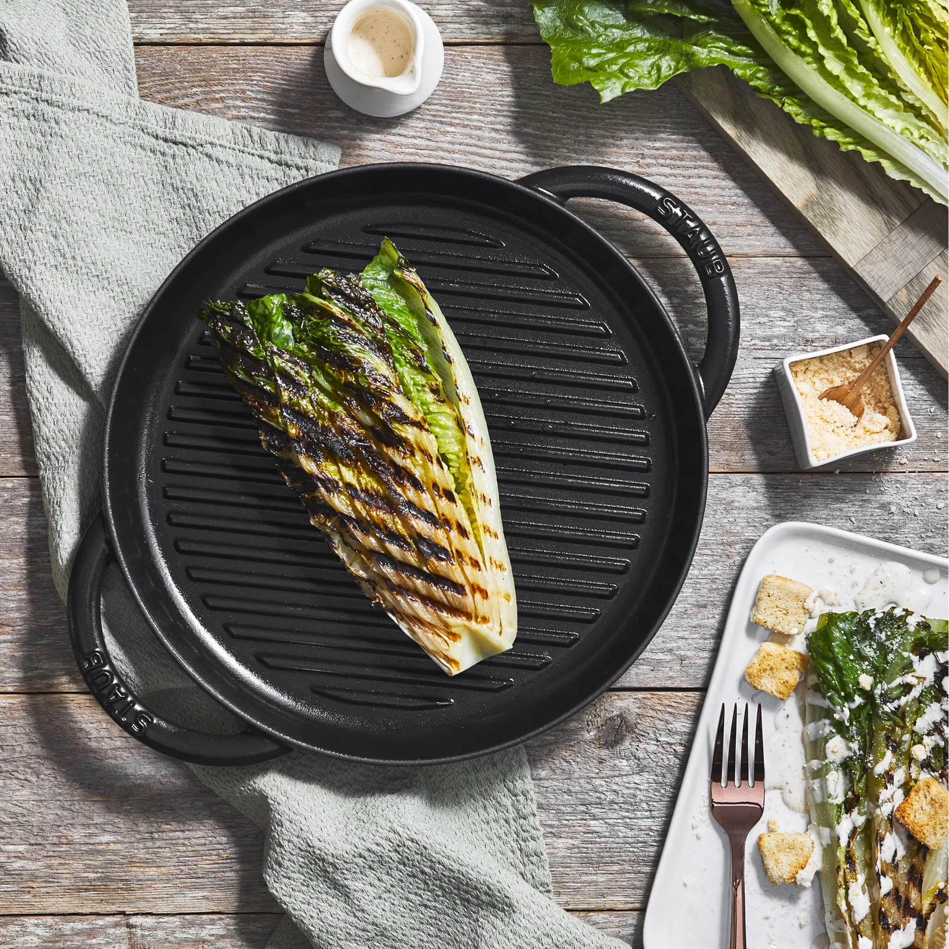 Staub Pure grillpande støbejern rund sort, Ø30 cm STAUB