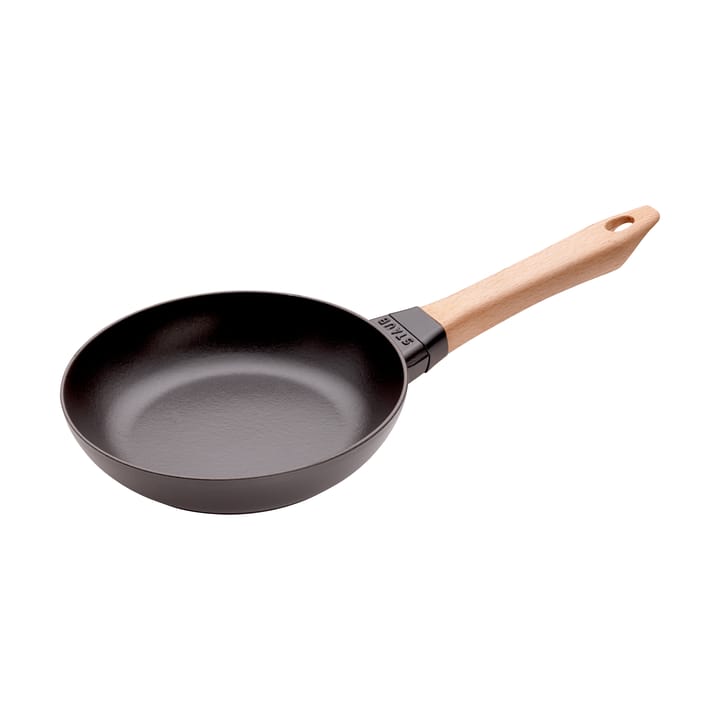 Staub stegepande støbejern sort lyst træhåndtag - Ø20 cm - STAUB
