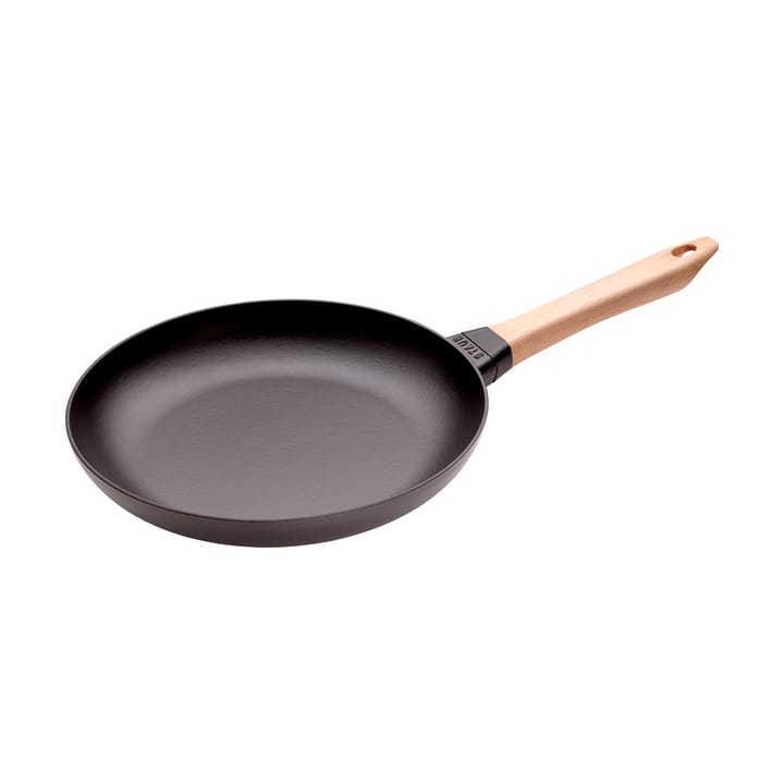Staub stegepande støbejern sort lyst træhåndtag - Ø28 cm - STAUB