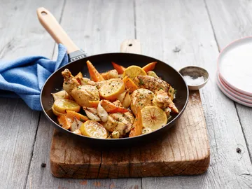 Staub stegepande støbejern sort lyst træhåndtag - Ø28 cm - STAUB