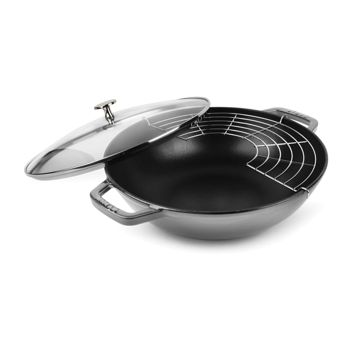 Wok med glaslåg Ø30 cm 4,4 L - Grå - STAUB