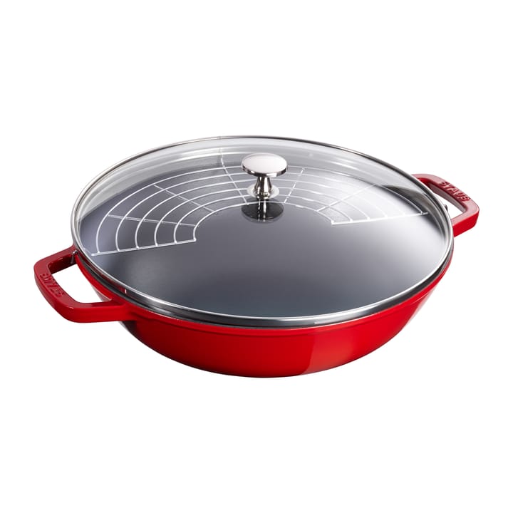 Wok med glaslåg Ø30 cm 4,4 L - Rød - STAUB