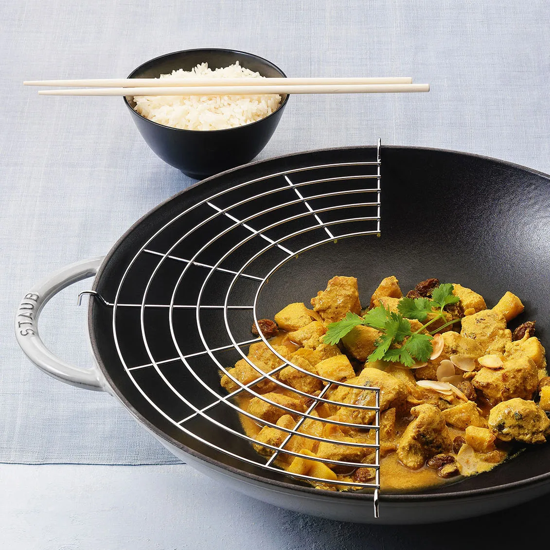 Wok med glaslåg Ø37 cm 5,7 L, Grå STAUB