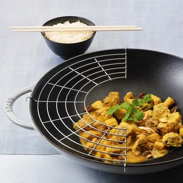 Wok med glaslåg Ø37 cm 5,7 L - Grå - STAUB