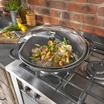 Wok med glaslåg Ø37 cm 5,7 L - Grå - STAUB