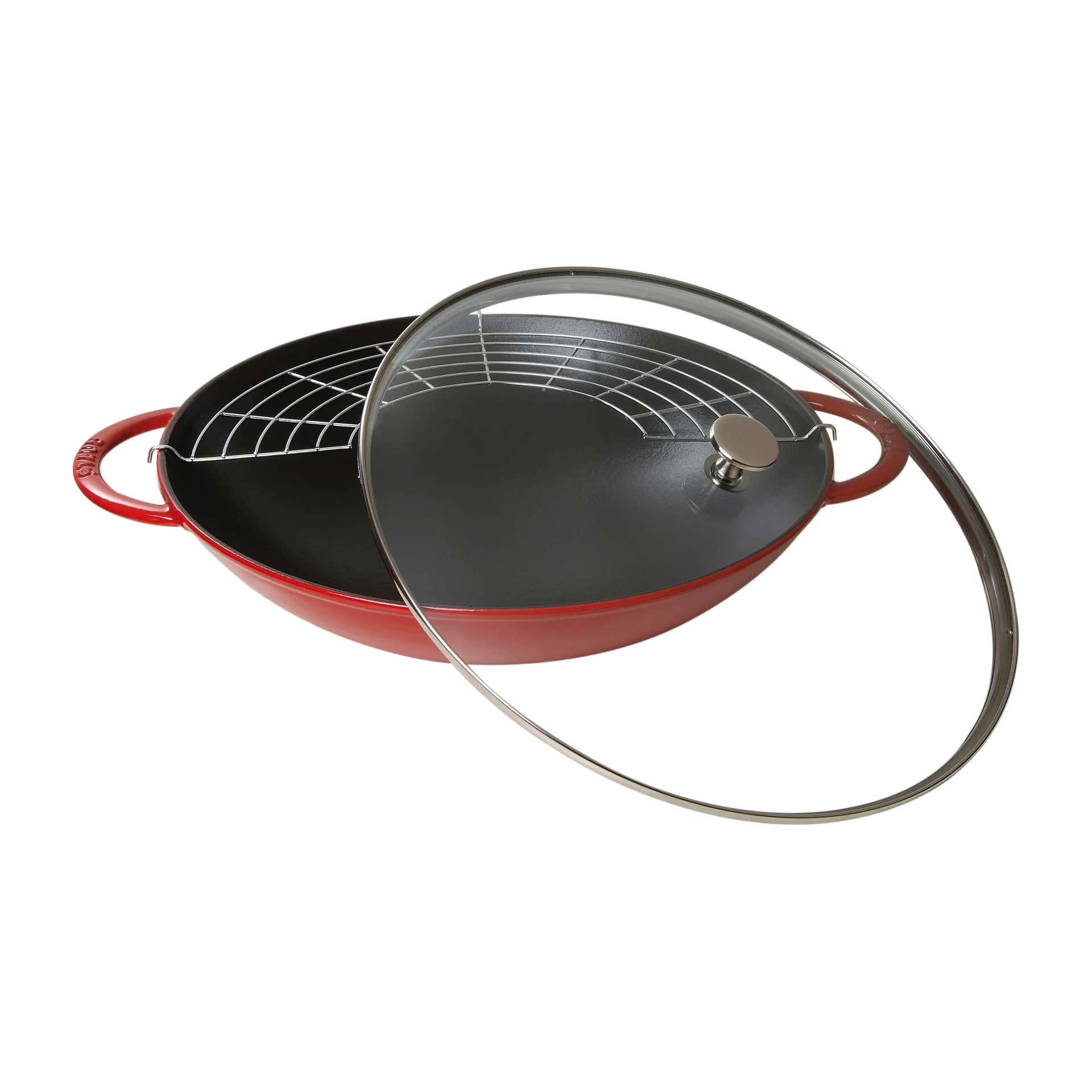 Wok med glaslåg Ø37 cm 5,7 L, Rød STAUB