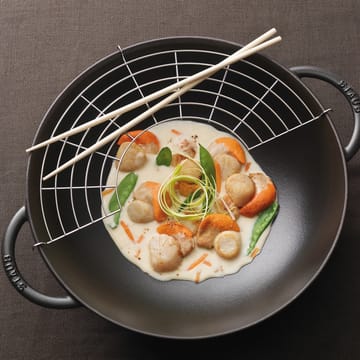 Wok med glaslåg Ø37 cm 5,7 L - Sort - STAUB