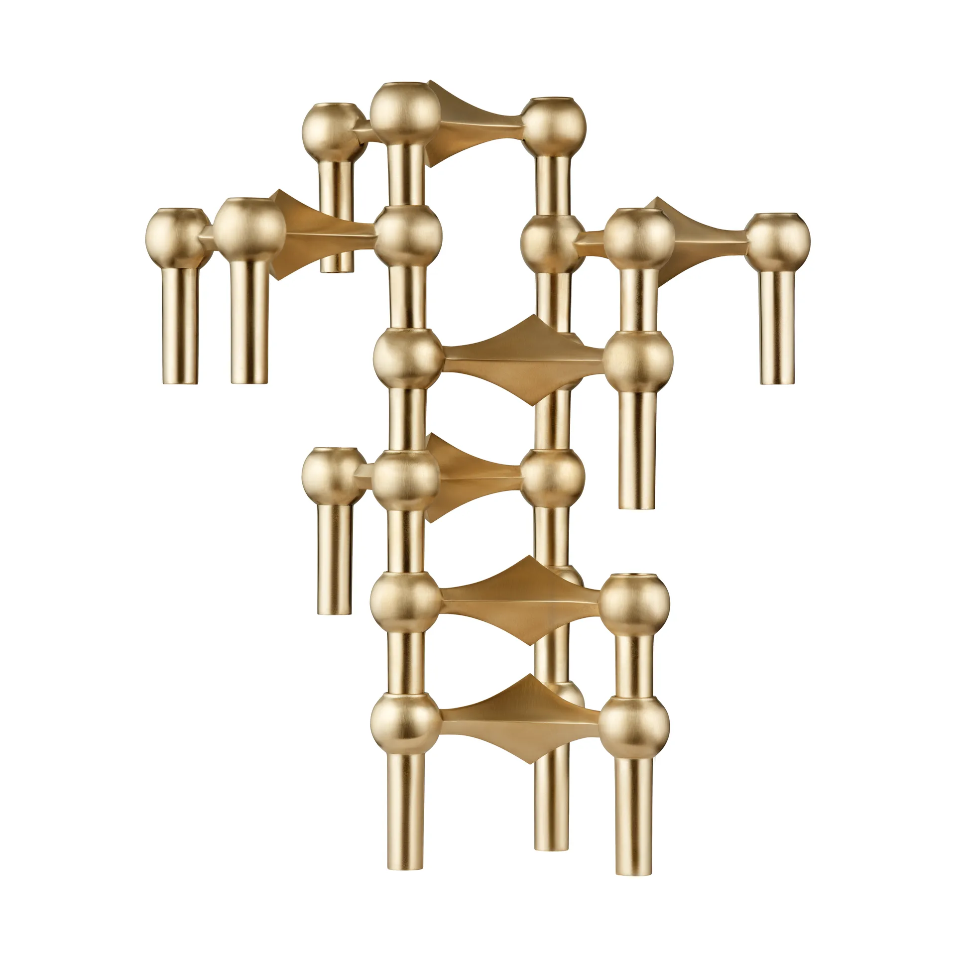 Nagel lysestage, Børstet messing STOFF