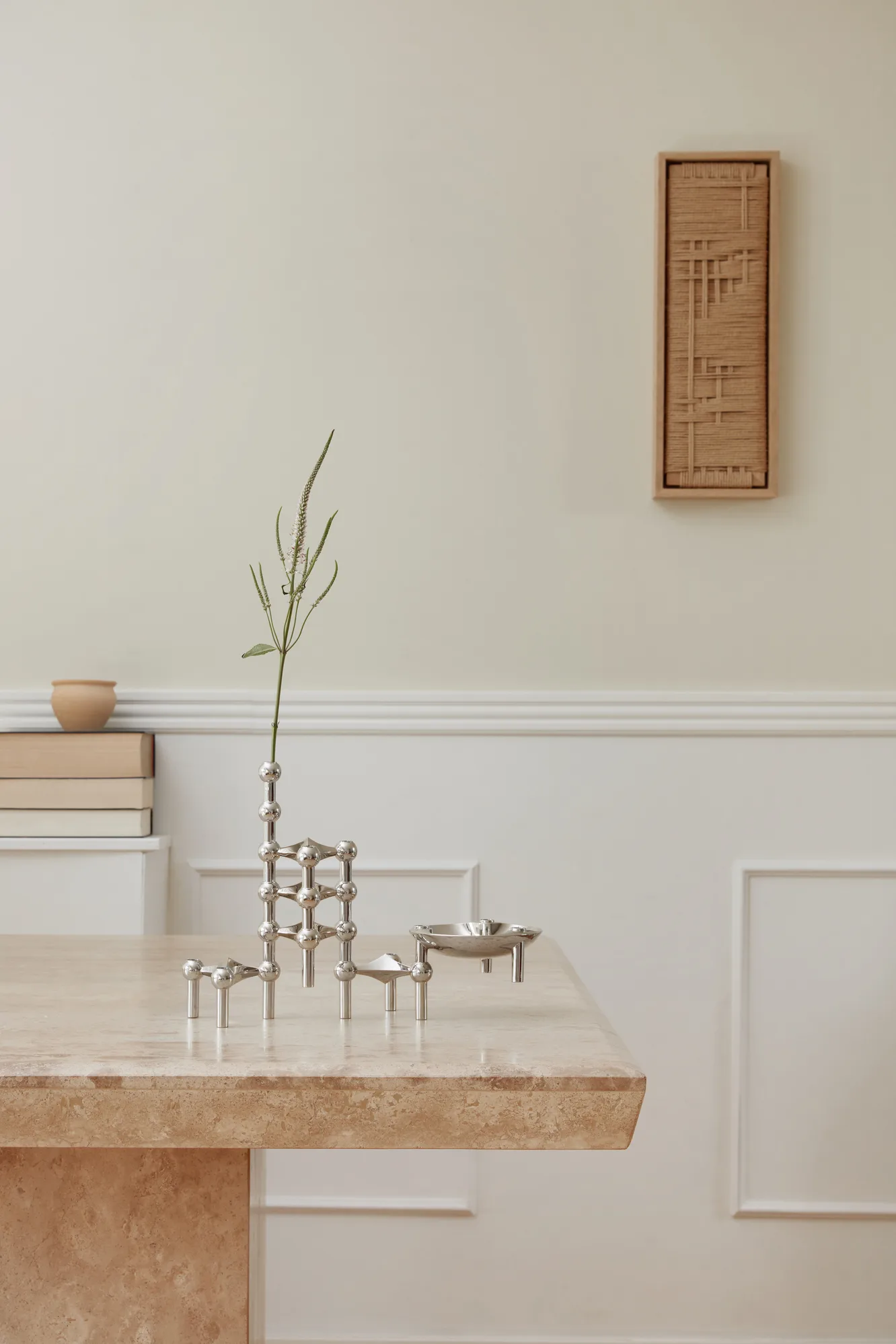 Nagel lysestage, krom STOFF