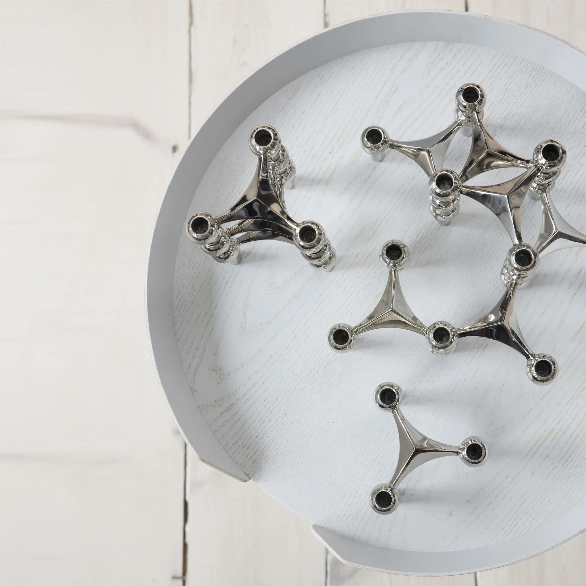 Nagel lysestage, krom STOFF