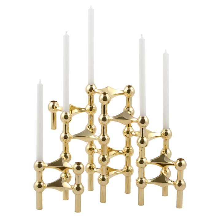 Nagel lysestage, messing STOFF