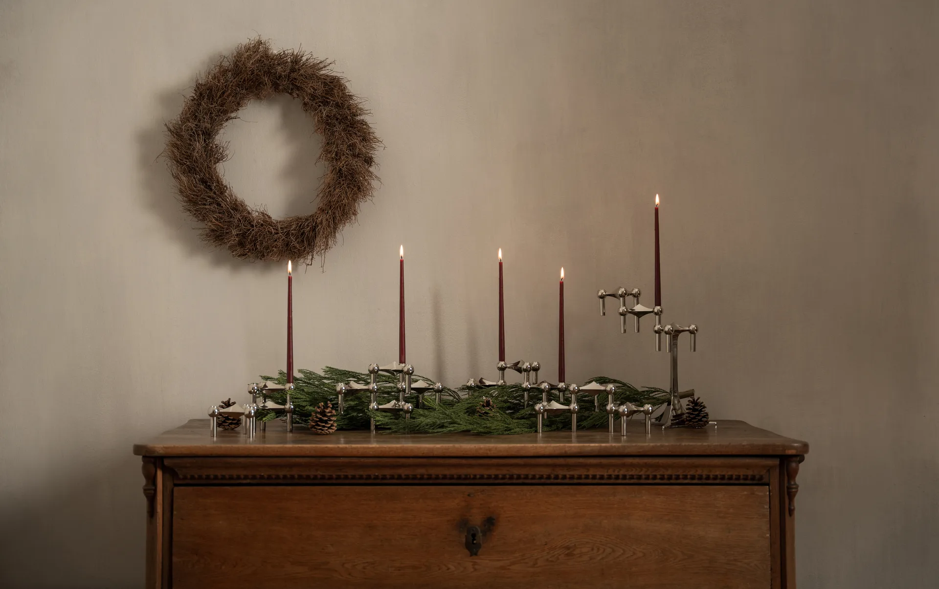 STOFF Nagel kronelys by ester & erik 6-pak, Burgundy red STOFF Nagel