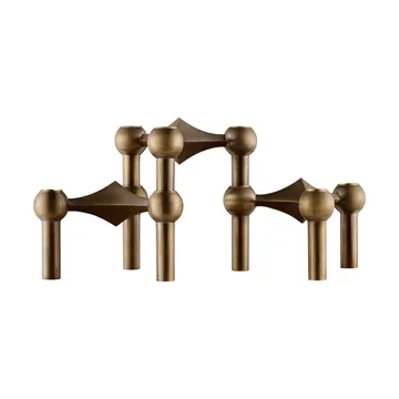 STOFF Nagel lysestage 3-pak - Bronzed brass - STOFF Nagel