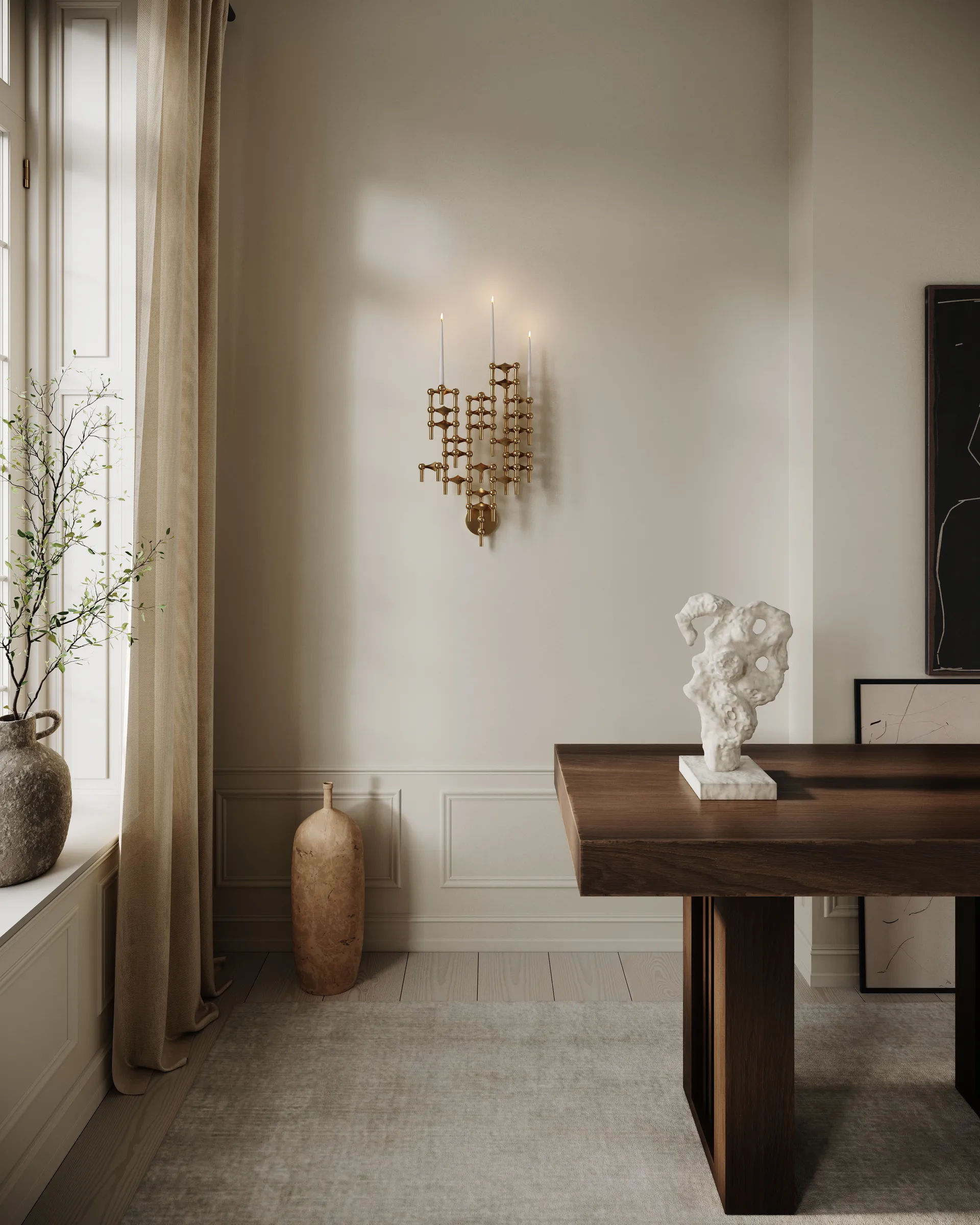 STOFF Nagel lysestage væg, Messing STOFF Nagel