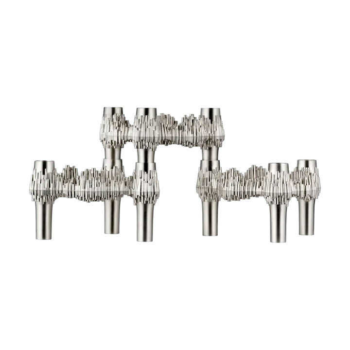 STOFF Nagel Quist lysestage 3-pak - Børstet krom - STOFF Nagel