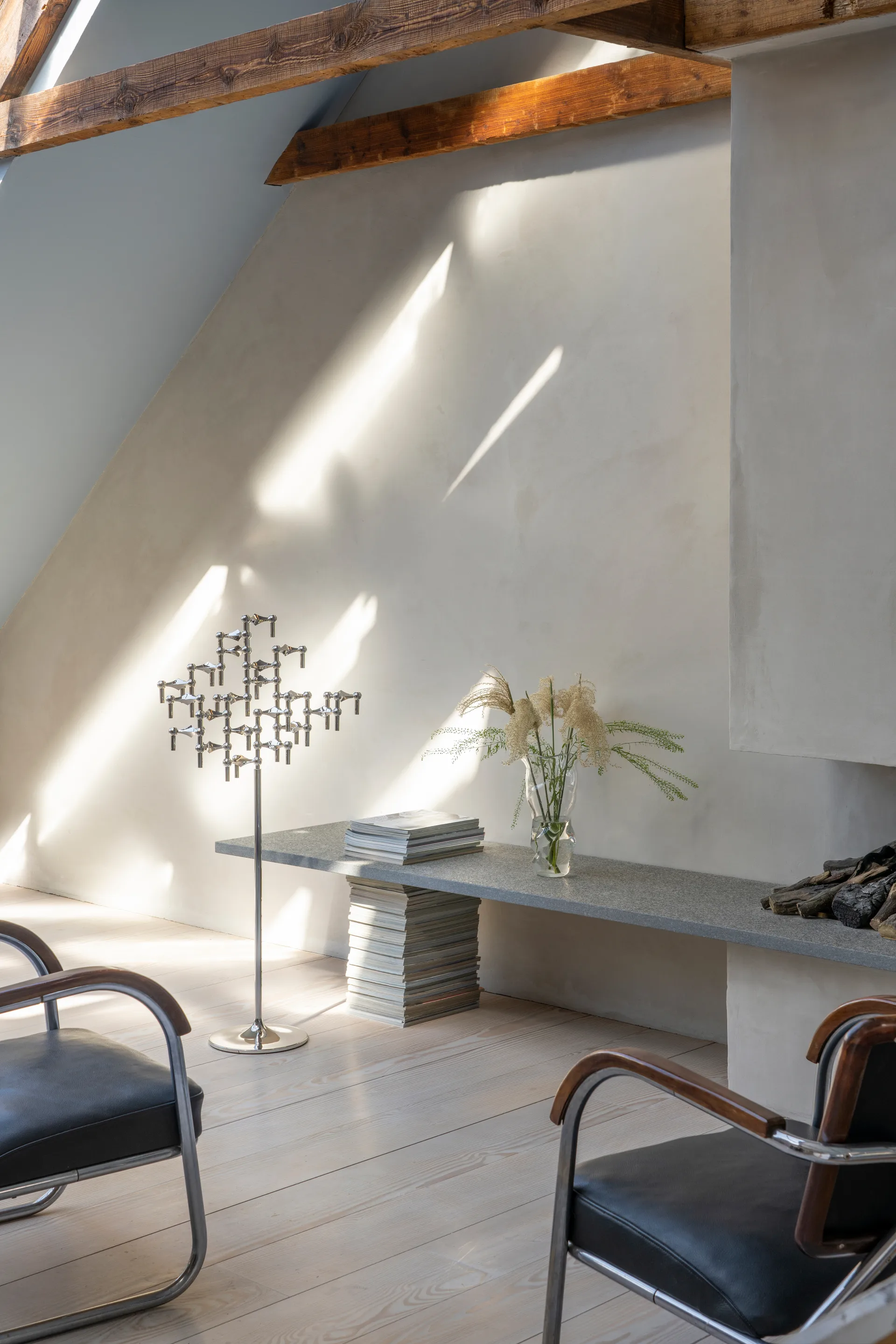 STOFF Nagel gulvlysestage 70 cm, Chrome STOFF