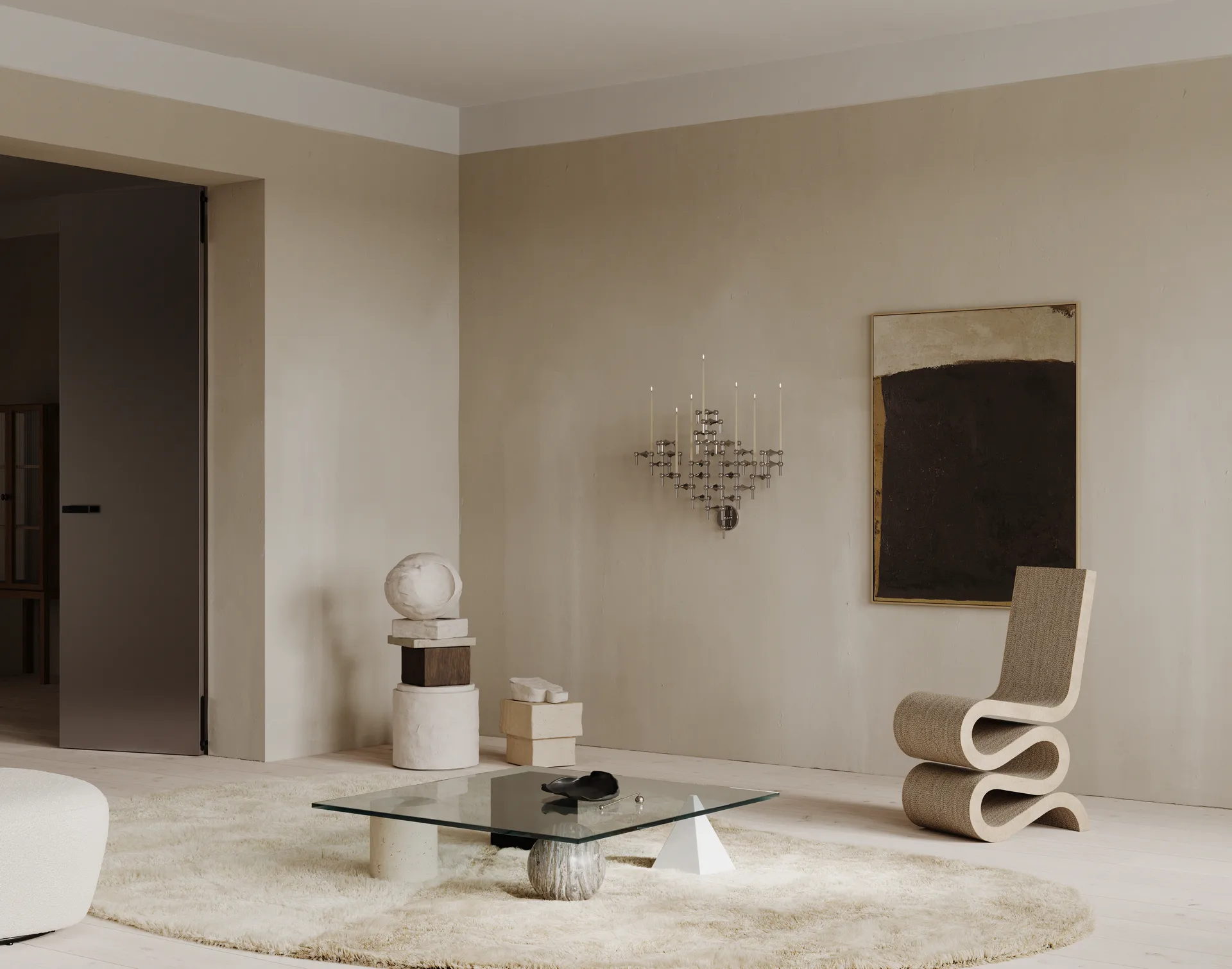 STOFF Nagel lysestage 2 dele - Krom STOFF