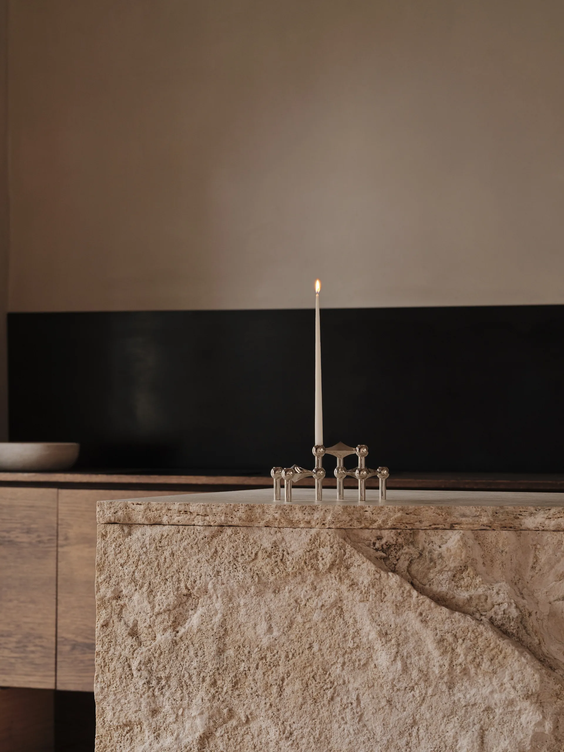 STOFF Nagel lysestage 3-pak + lys 12 pak STOFF