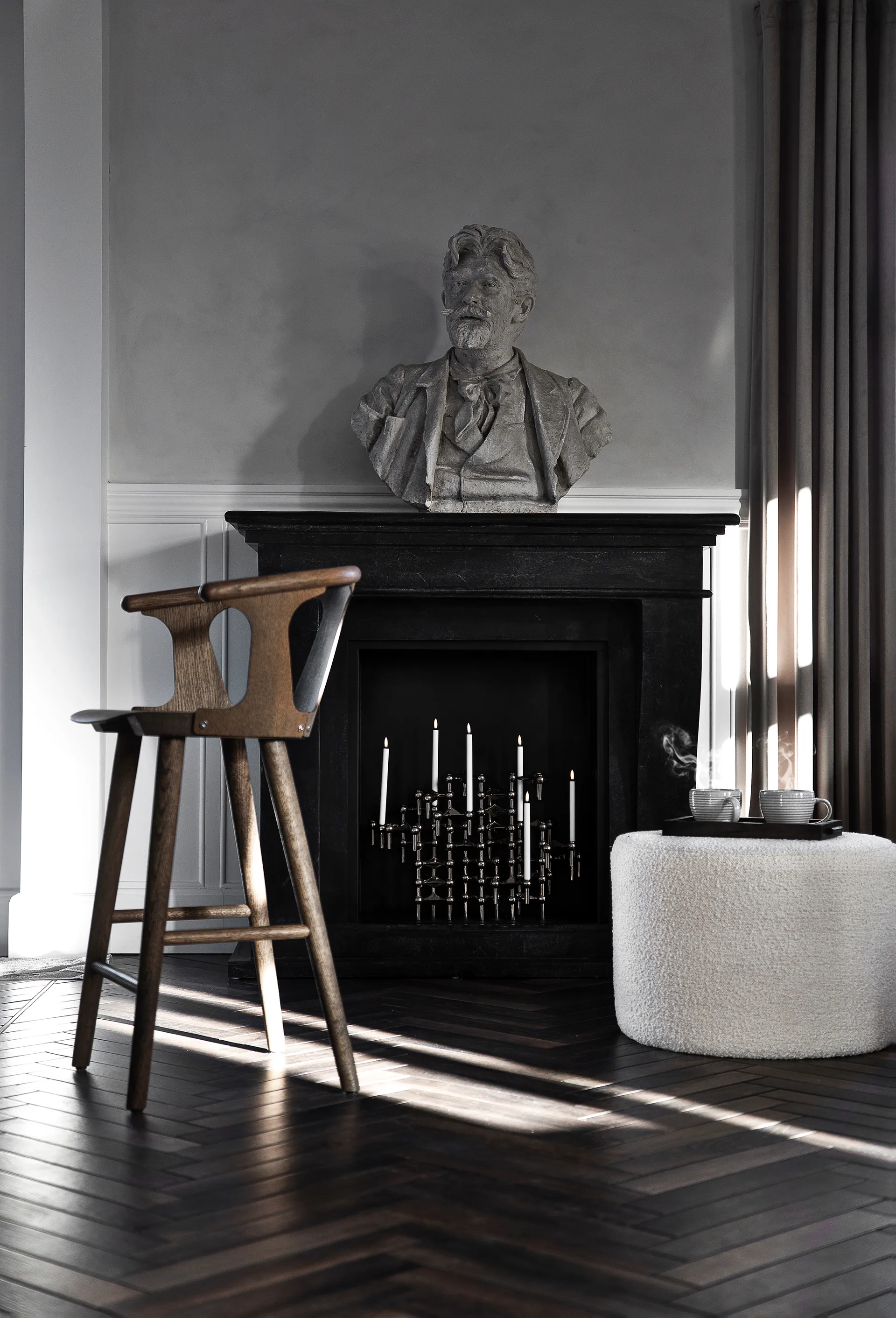 STOFF Nagel lysestage 3-pak, Sort krom STOFF