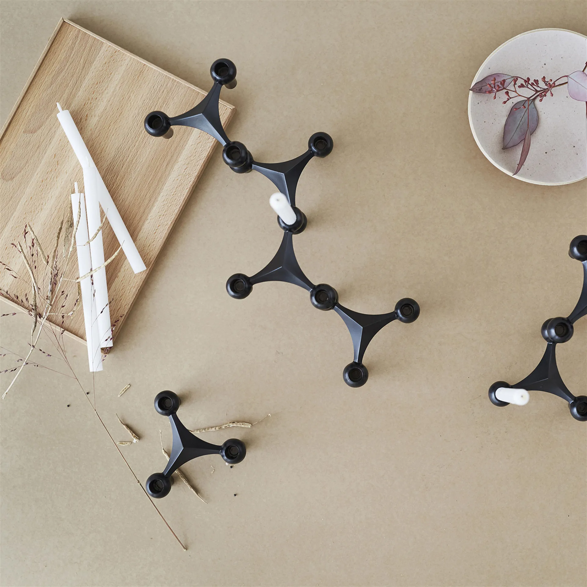 STOFF Nagel lysestage 3-pak, sort STOFF