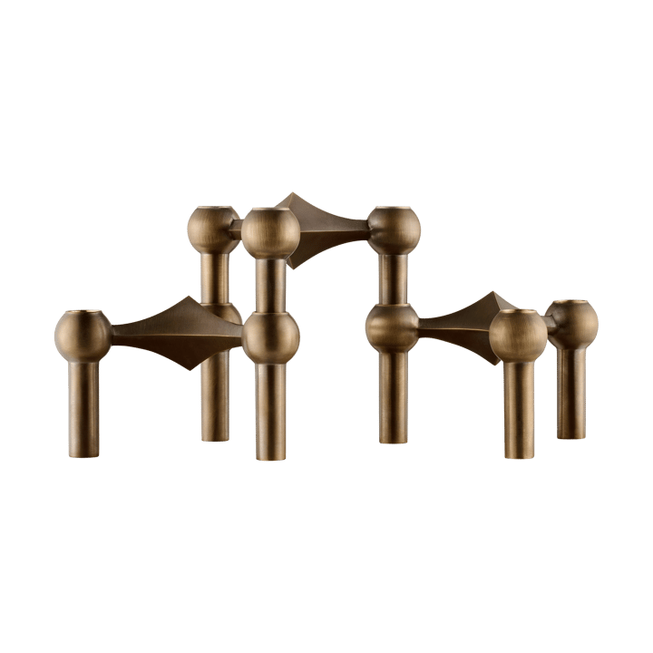 STOFF Nagel lysestage 3-pakke - Bronzed brass - STOFF