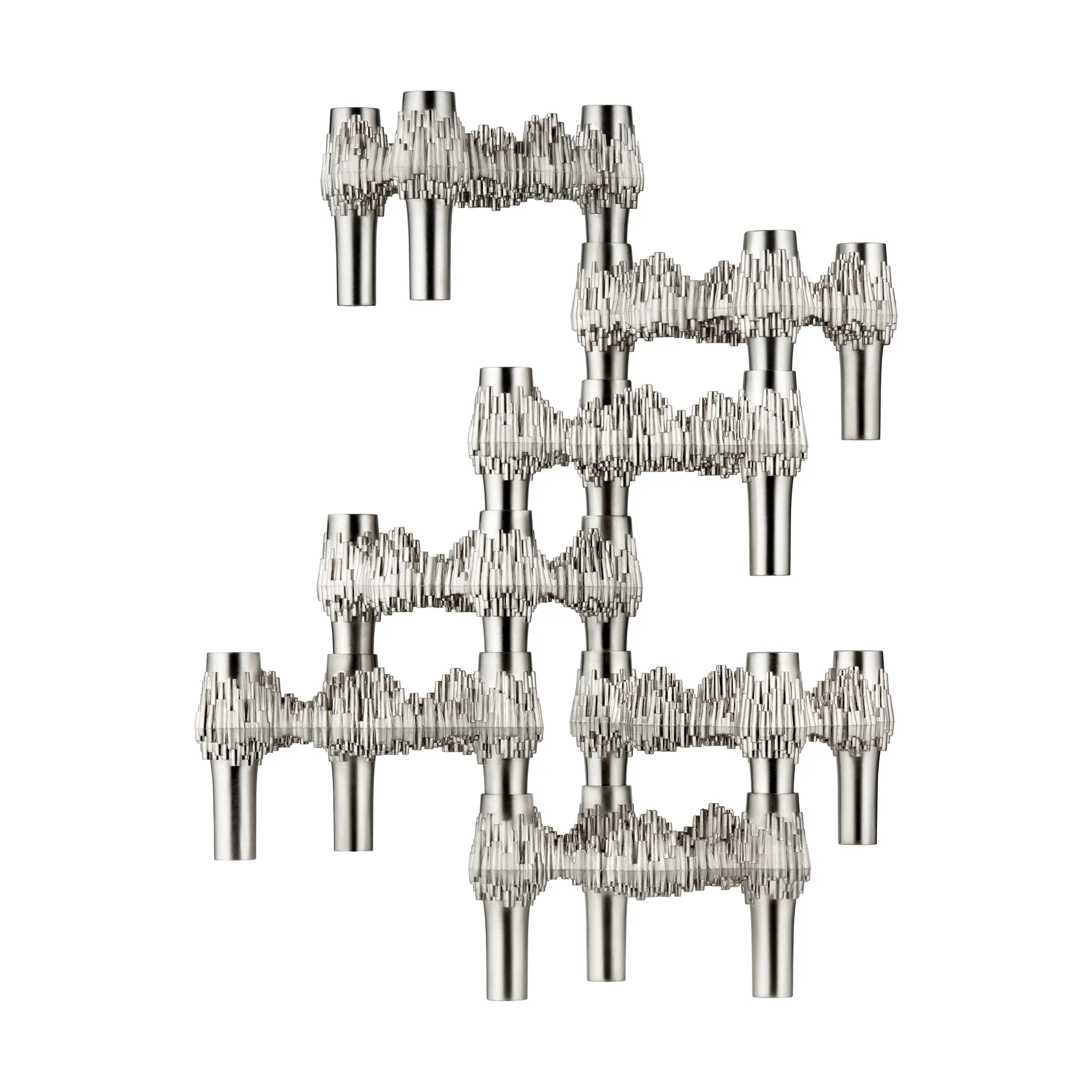 STOFF Quist lysestage 3-pak, Brushed chroom STOFF