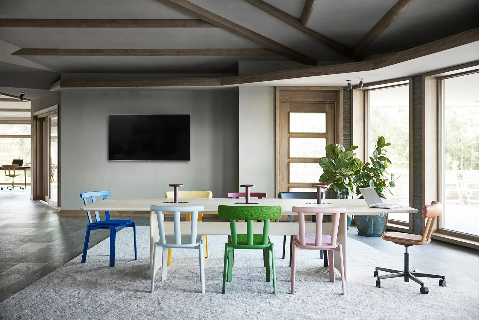 Alt bord320x110 cm birk, Lys matlak Stolab